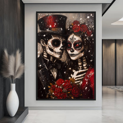 Day of the Dead Couple Canvas Print Detail | PaintFu