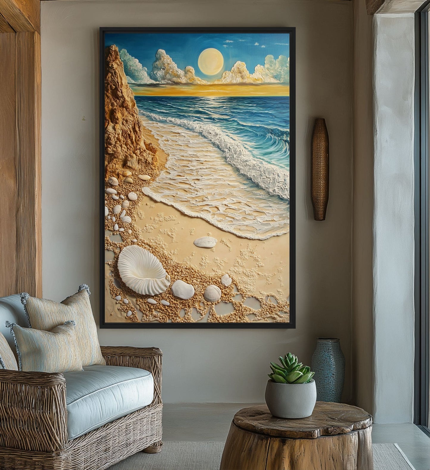 Beach Art Boho Style Framed Canvas