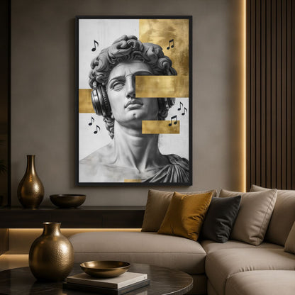 David Headphones Trendy Art Framed Canvas