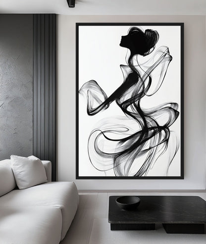 Female Figure Line Art Canvas Print Detail | PaintFu