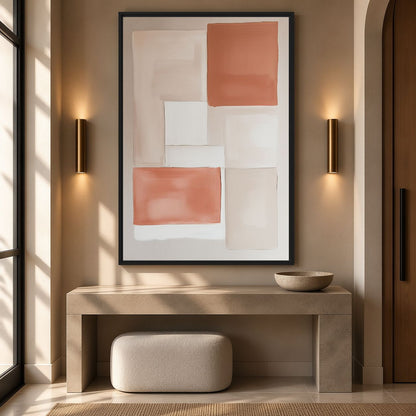 Burnt Orange & Beige Abstract Art Framed Canvas
