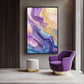 Purple & Gold Fluid Art Framed Canvas