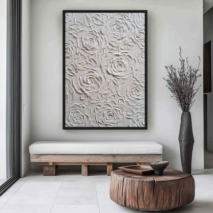 Roses Embossed Art Canvas Print Detail | PaintFu