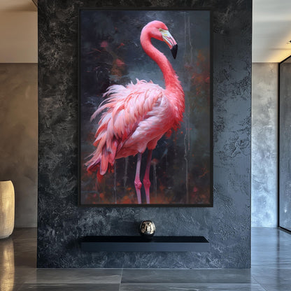 Pink Flamingo Modern Art Framed Canvas