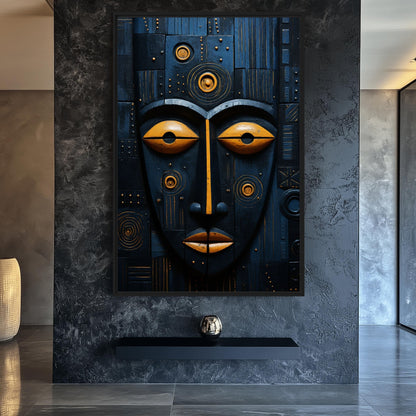 Tribal Mask African Art Framed Canvas