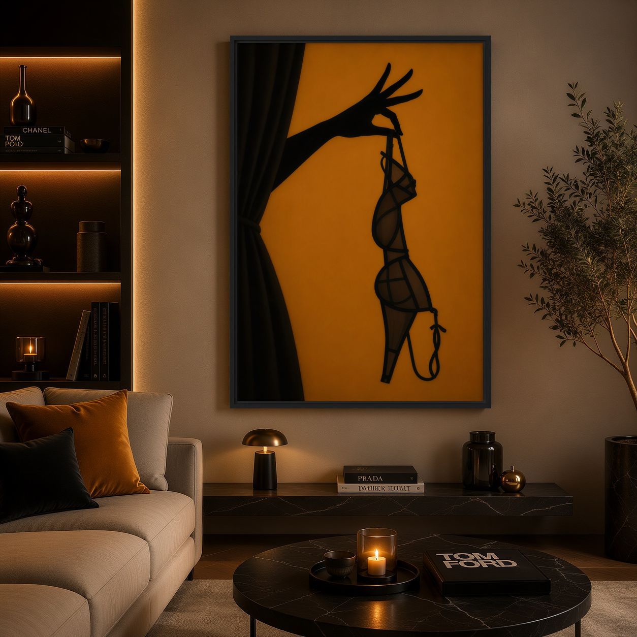 Sensual Lingerie Bra Minimalist Art Framed Canvas