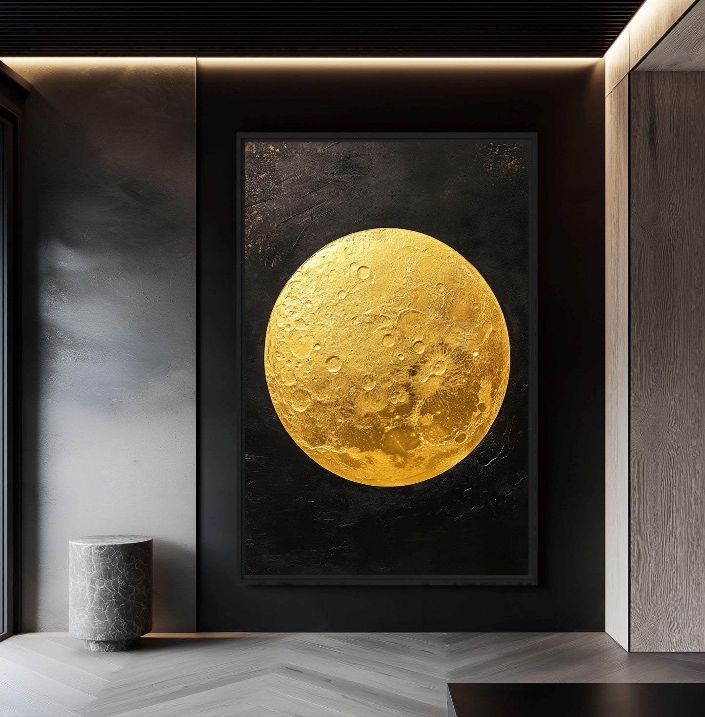 Full Moon Celestial Art Framed Canvas