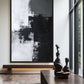 Black White & Grey Abstract Art Framed Canvas