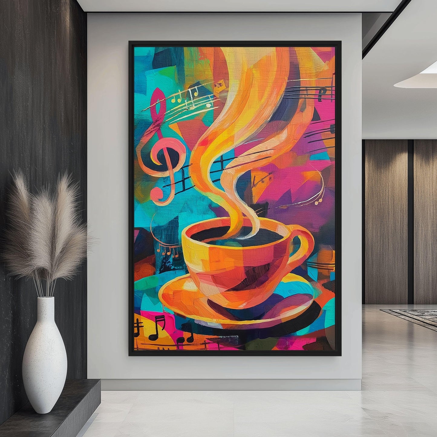 Coffee Abstract Art Framed Canvas
