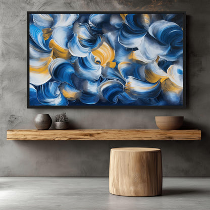 Blue Abstract Art Canvas Print Detail | PaintFu