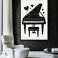 Black And White Piano Minimalist Art Framed Canvas