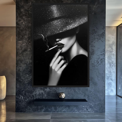 Woman Smoking Fashion Art Canvas Print Detail | PaintFu