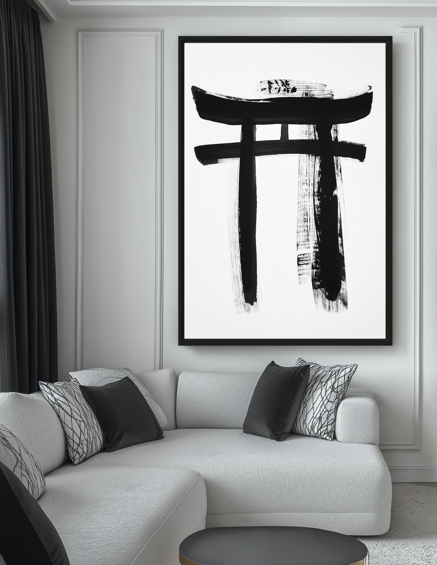 Japanese Torii Gate Minimalist Art Framed Canvas