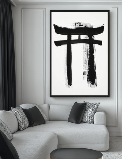 Japanese Torii Gate Minimalist Art Canvas Print Detail | PaintFu