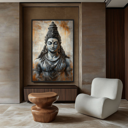 Shiva Portrait Spiritual Art Canvas Print Detail | PaintFu