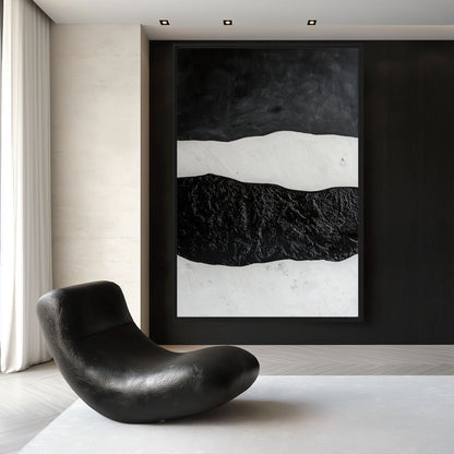 Black White Wabi Sabi Art Framed Canvas