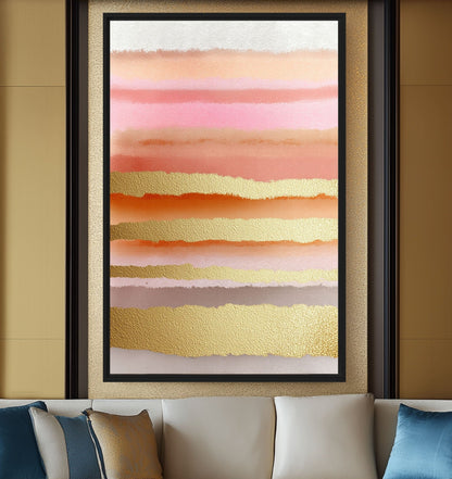 Pink & Gold Abstract Artwork Canvas Print Detail | PaintFu