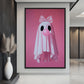 Cute Ghost Blowing Bubblegum Framed Canvas