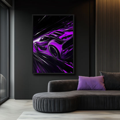 Purple Sports Car Digital Print - PaintFu