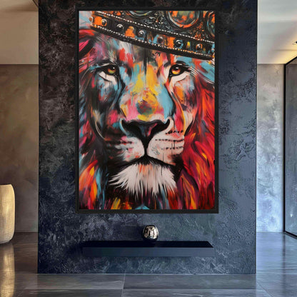Colorful Lion Graffiti Art Digital Print - PaintFu