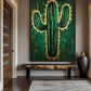 Cactus Green & Gold Modern Art Framed Canvas