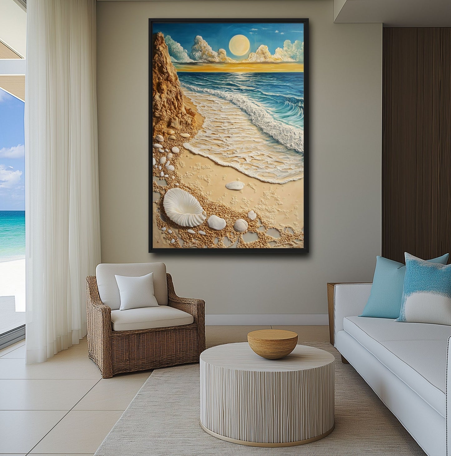 Beach Art Boho Style Framed Canvas