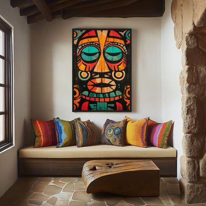 Mayan Mask Mexican Folk Art Digital Print - PaintFu