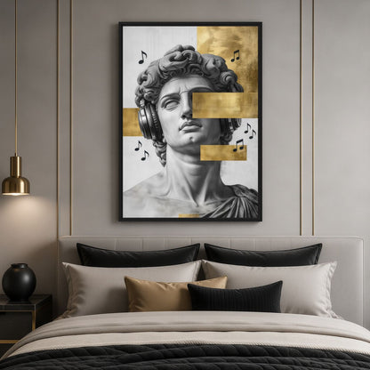 David Headphones Trendy Art Framed Canvas