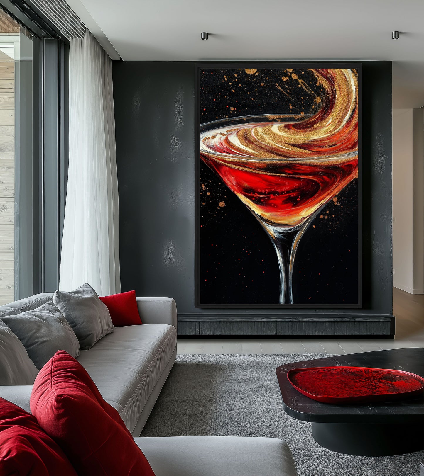 Abstract Cocktail Bar Wall Art Framed Canvas - PaintFu