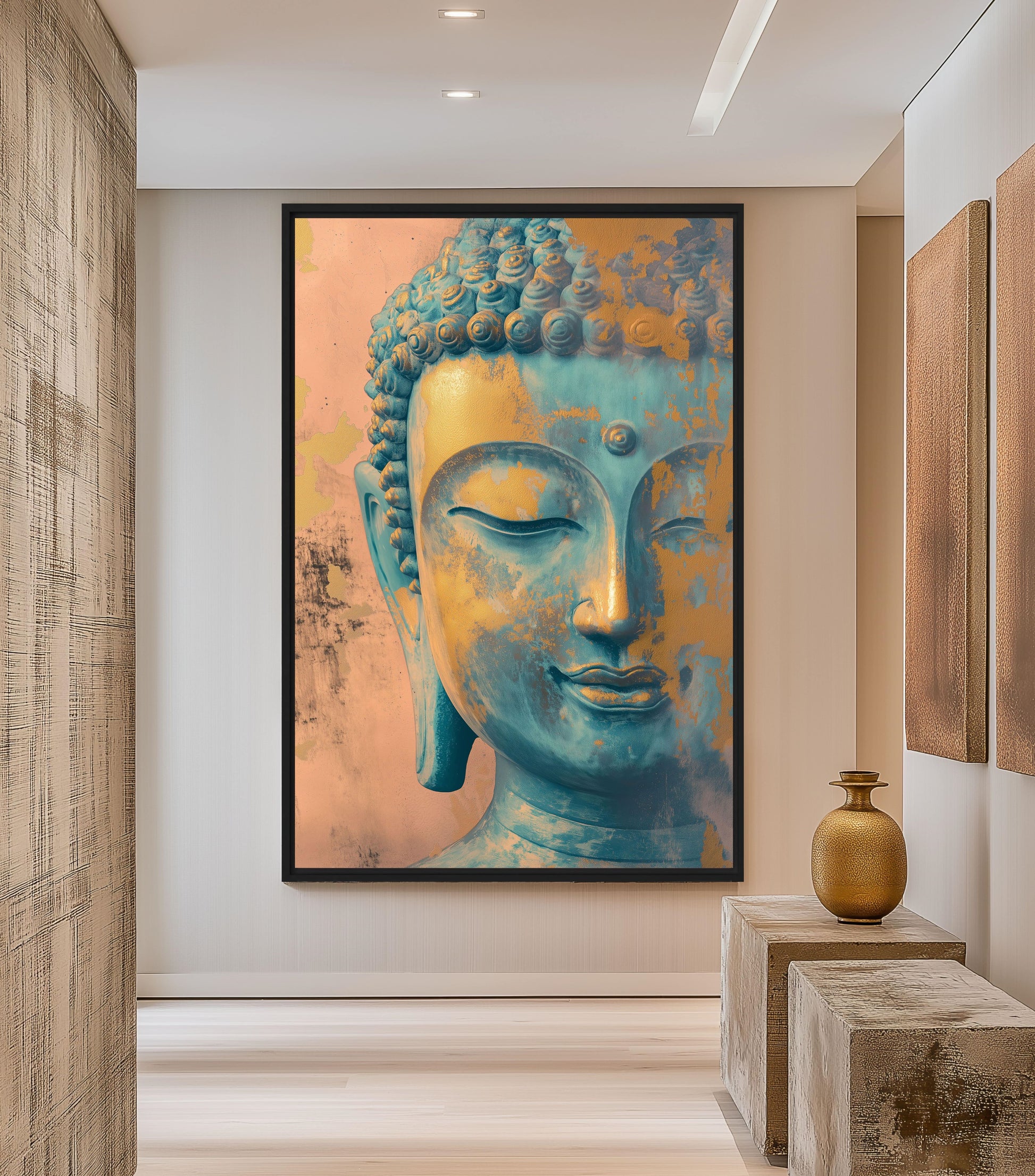 Buddha Pastel Colors Framed Canvas - PaintFu