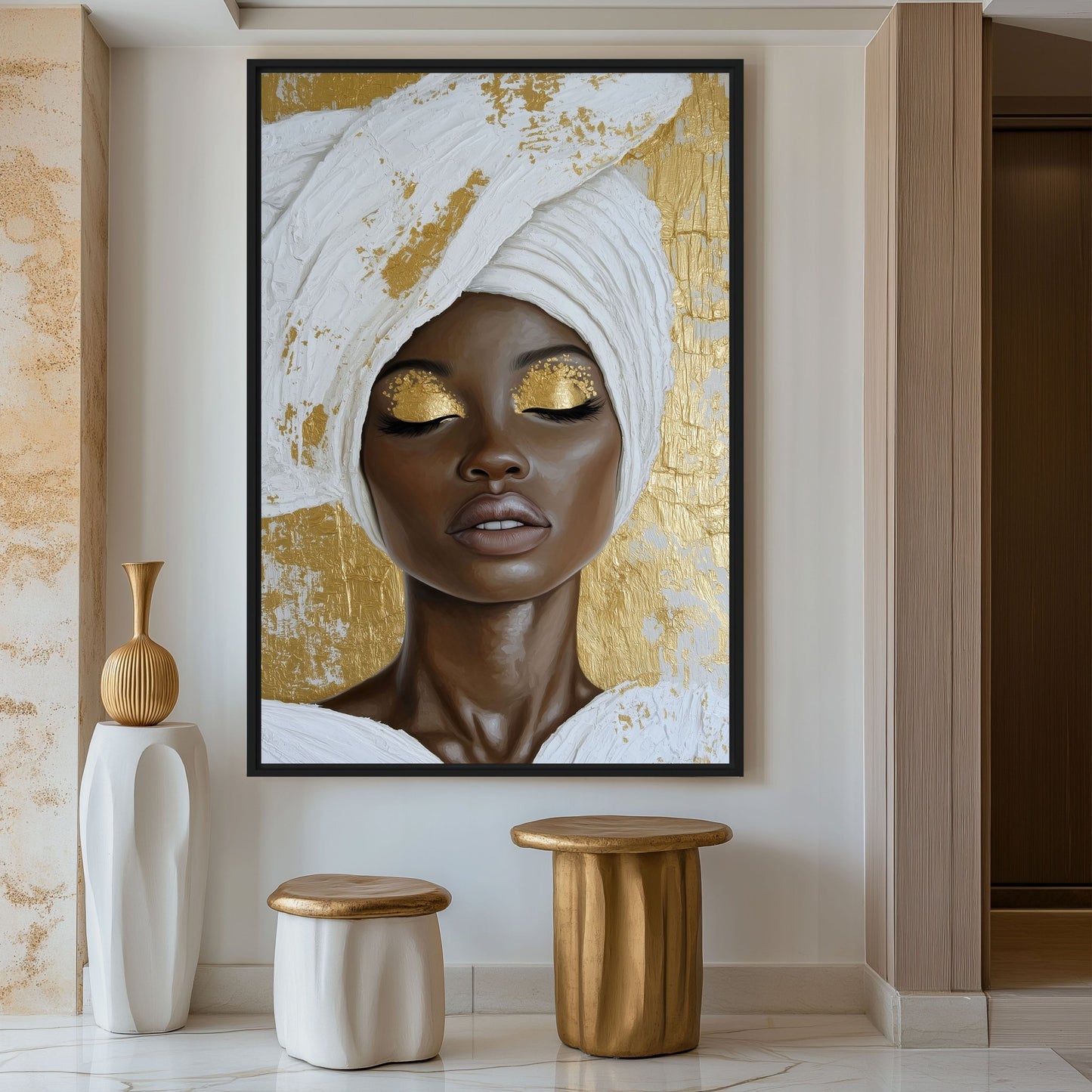 African Woman Impasto Art Digital Print