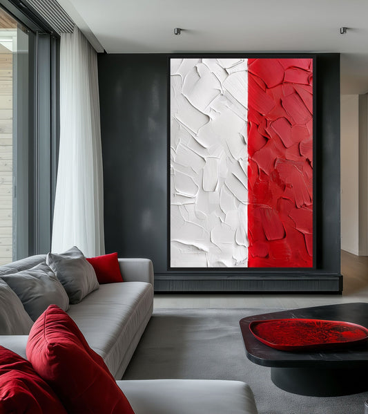 White Red Modern Art Framed Canvas