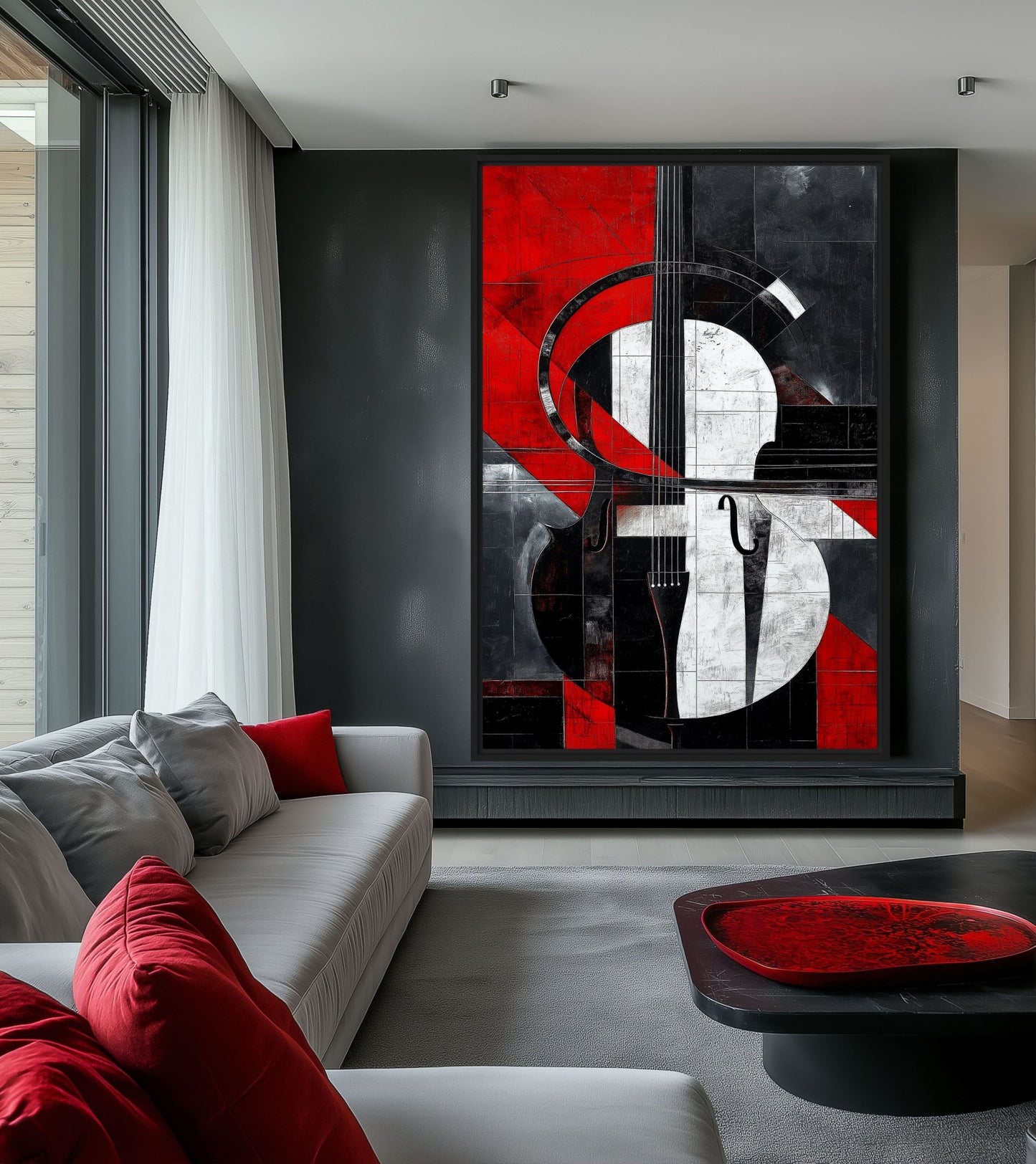 Abstract Violin Music Art Framed Canvas
