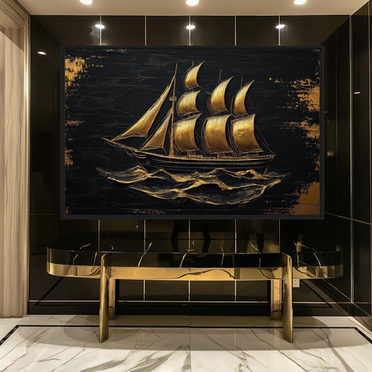 Sail Ship Nautical Art Framed Canvas