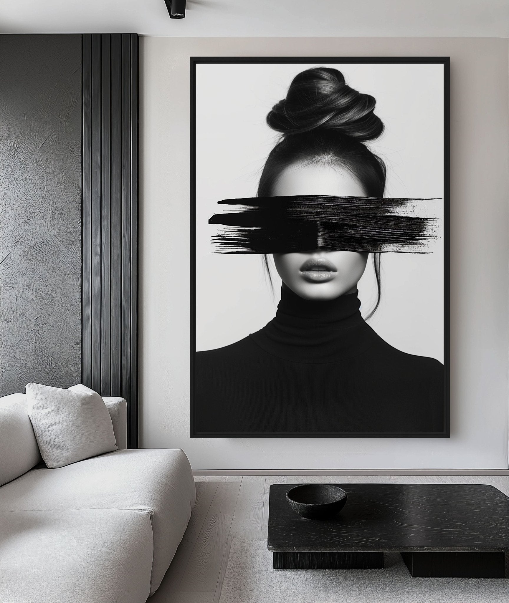 Woman Portrait Minimalist Art Framed Canvas