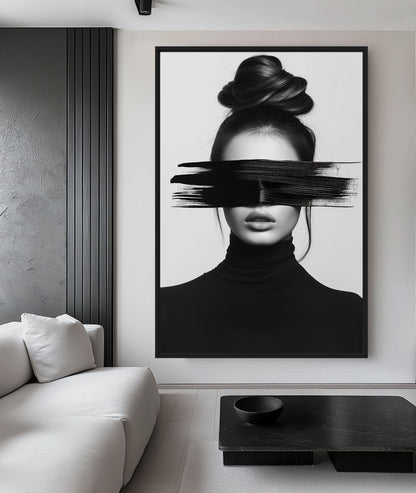 Woman Portrait Minimalist Art Framed Canvas