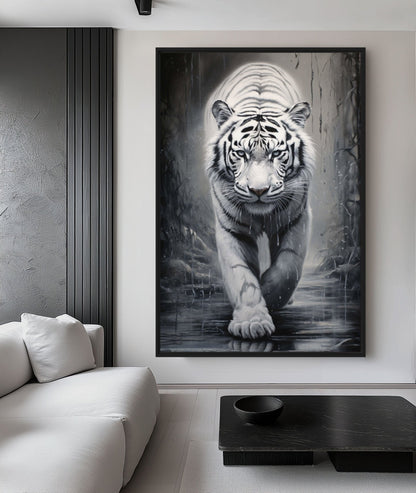 White Tiger Framed Canvas