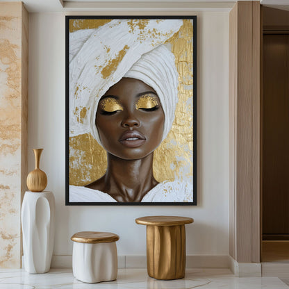 African Woman Impasto Art Framed Canvas