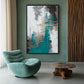 Teal White Grey Silver Modern Art Digital Print