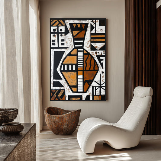 Vase African Abstract Art Framed Canvas