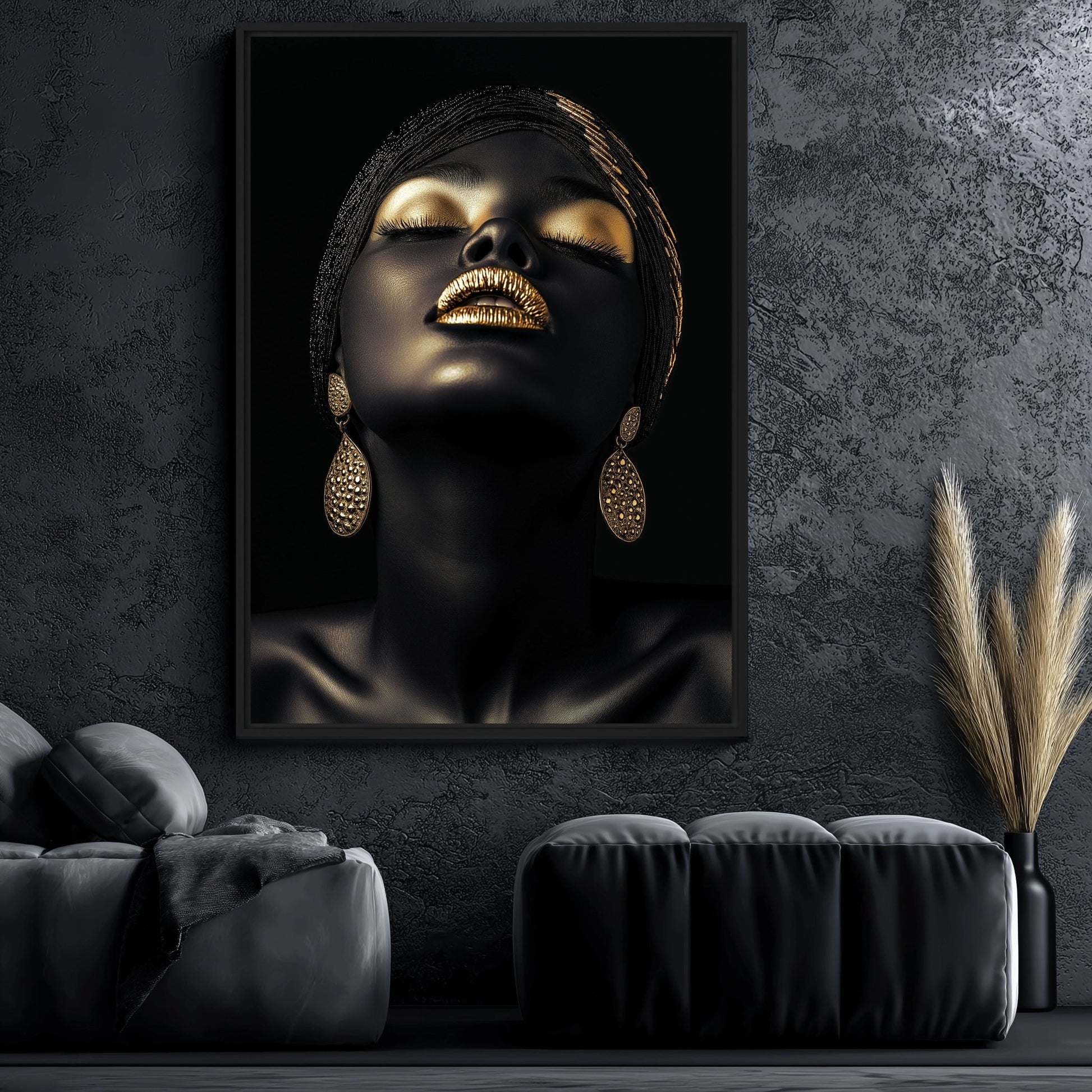 African Beauty in Gold Art Digital Print