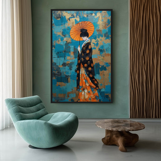 Feminine Geisha Japanese Art Framed Canvas - PaintFu