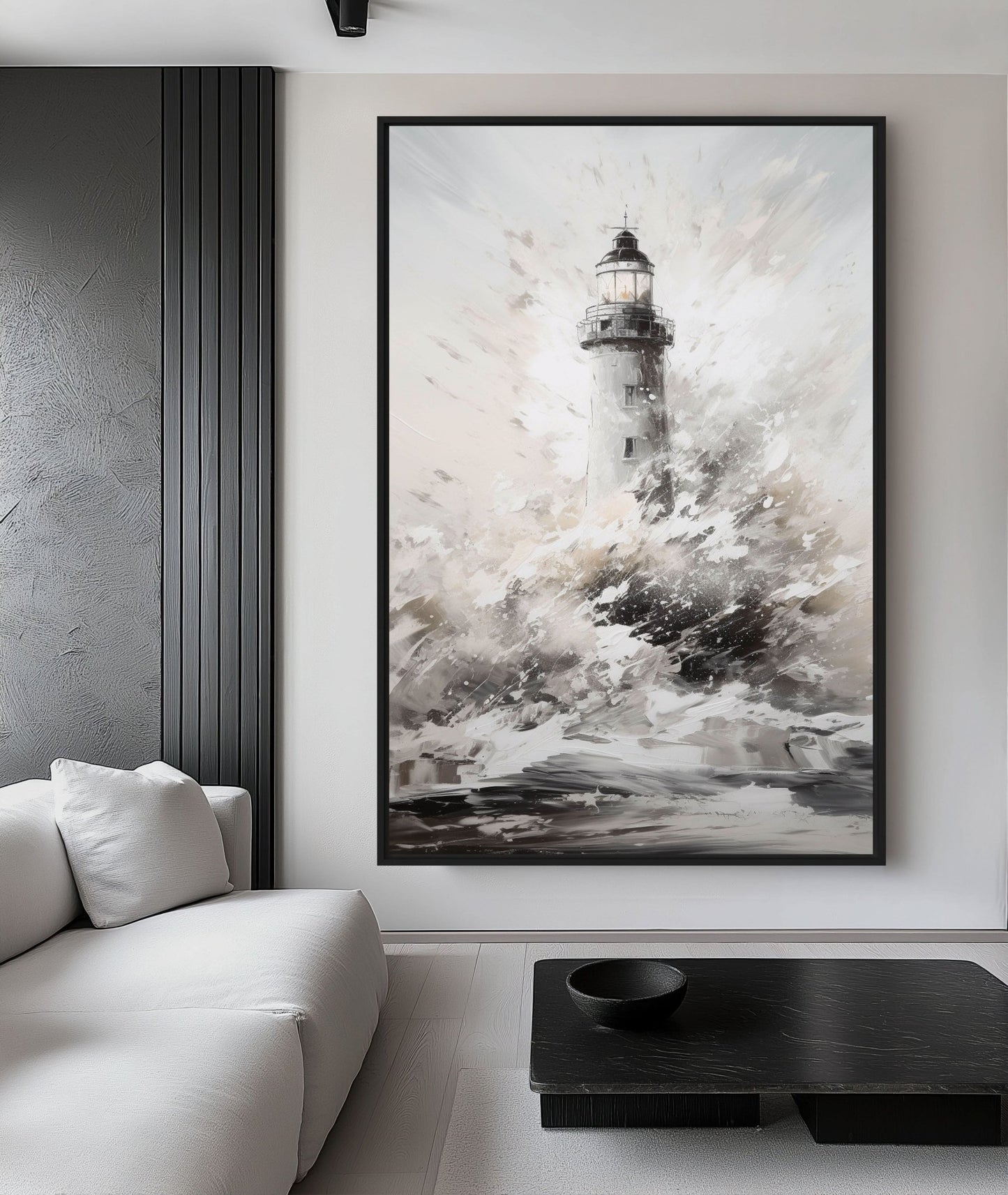 Lighthouse Nautical Art Framed Canvas