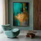 Teal Gold Modern Art Framed Canvas