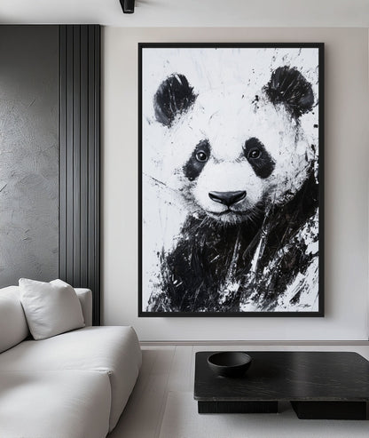 Panda Minimalist Art Framed Canvas