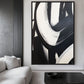 Black White Brushstroke Abstract Art Framed Canvas