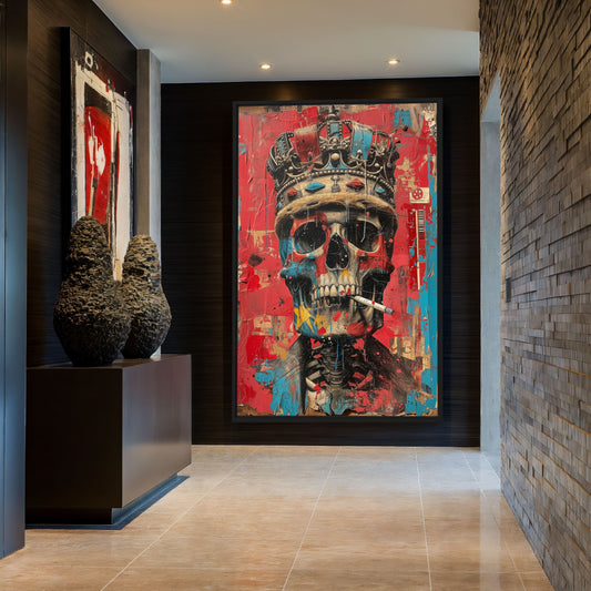 Skull In Crown Surreal Art Framed Canvas - PaintFu