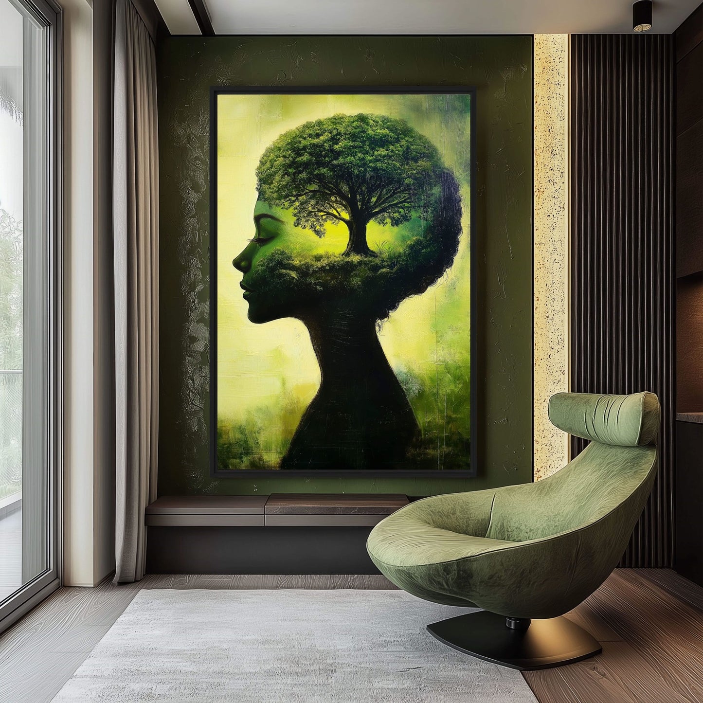 Woman Tree Surreal Art Framed Canvas