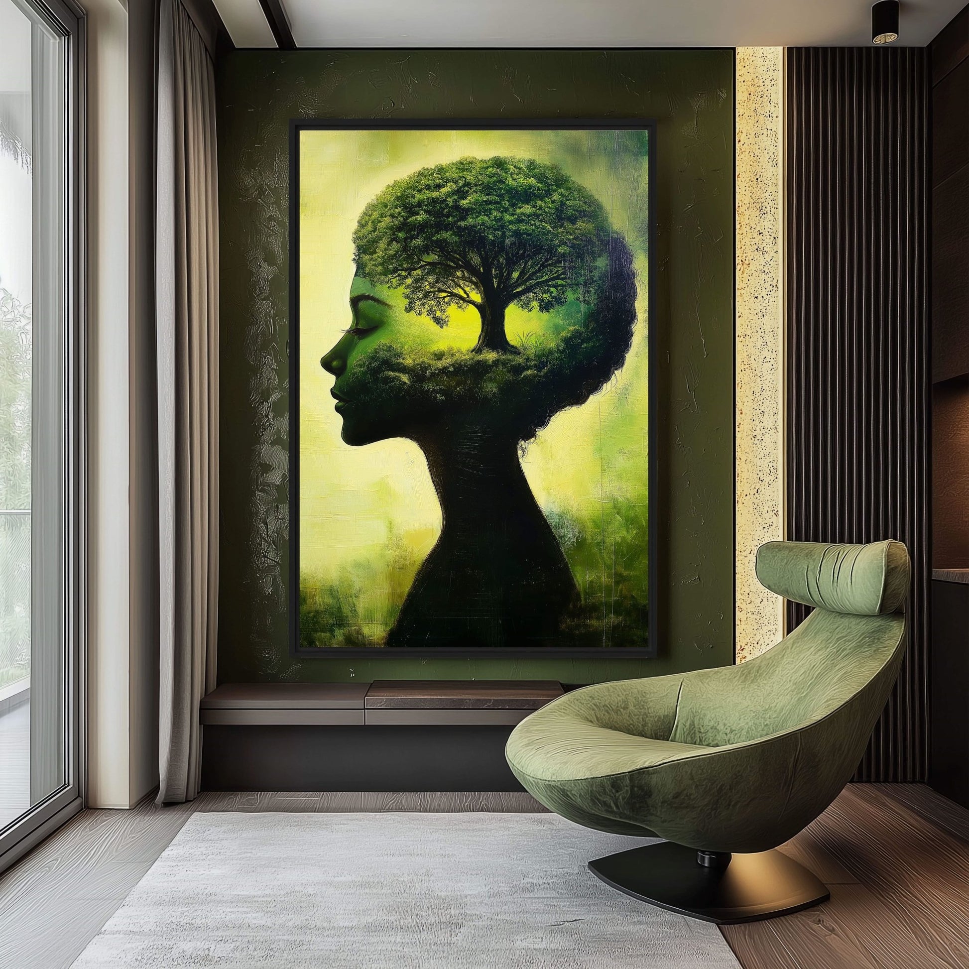 Woman Tree Surreal Art Framed Canvas