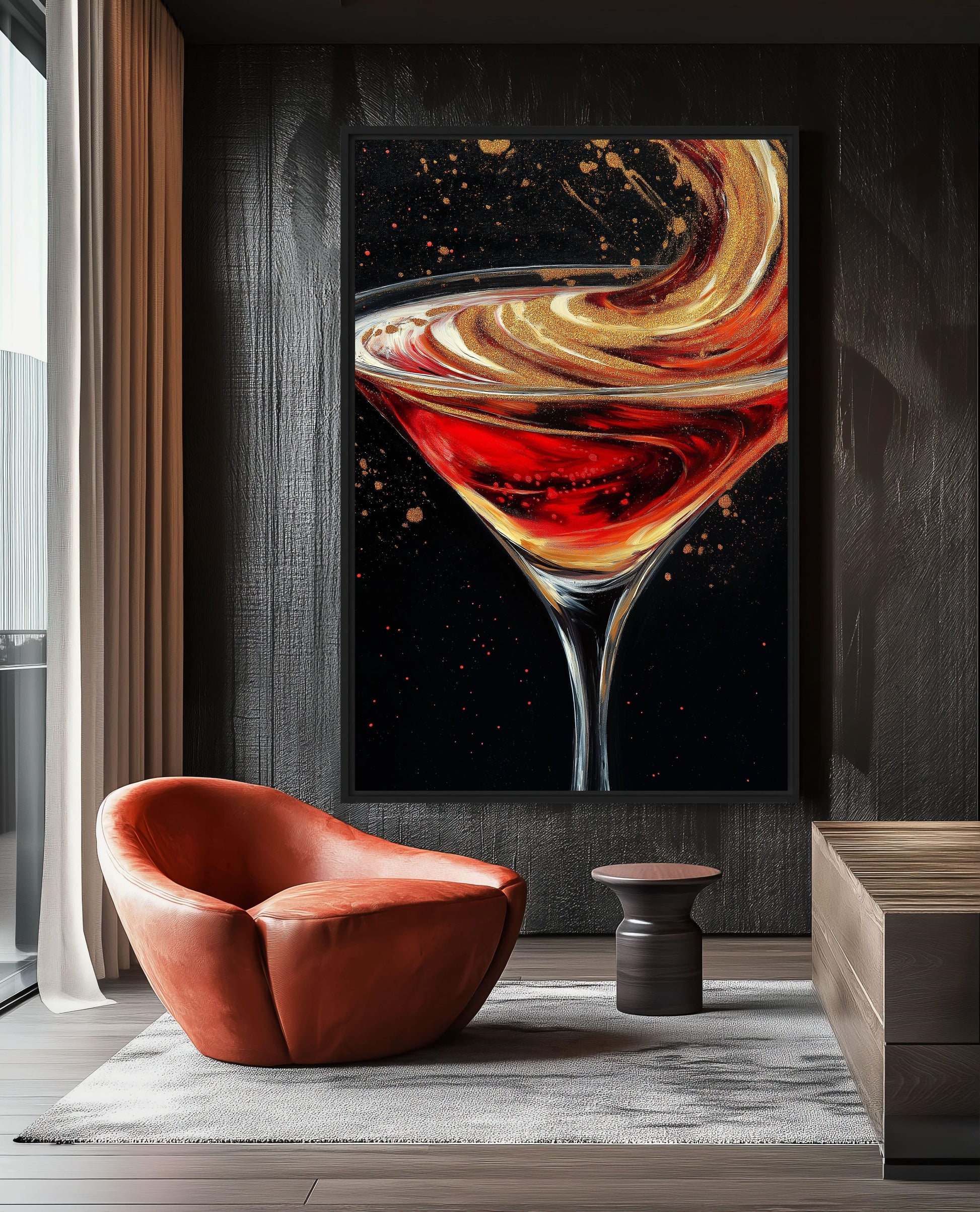 Abstract Cocktail Bar Wall Art Framed Canvas - PaintFu